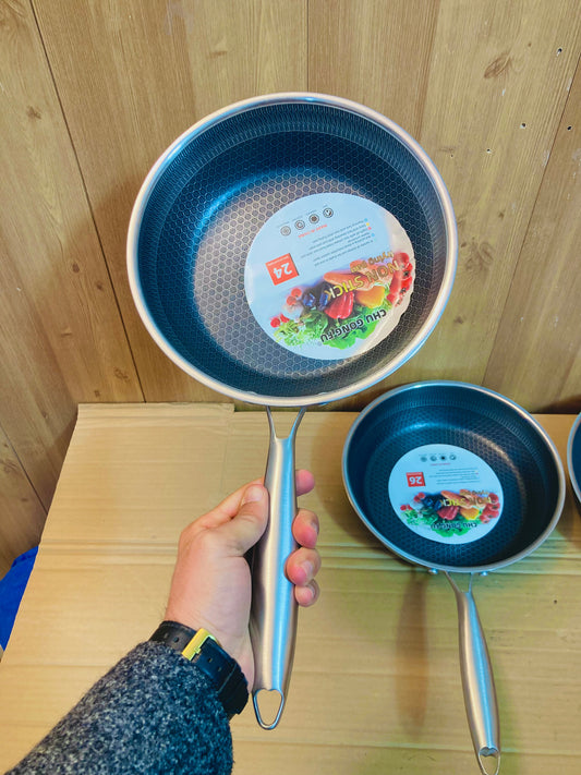 Double Laser Crafted HoneyComb Non Stick Flat Frying Pan Without Lid