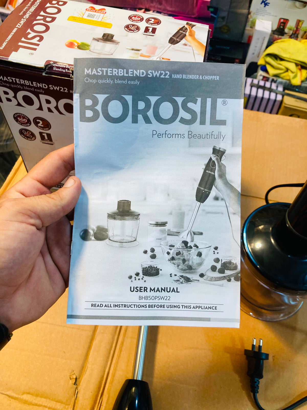 Borosil Masterblend 500W Hand Blender & Chopper Set SW22