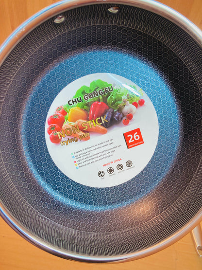 Double Laser Crafted HoneyComb Non Stick Flat Frying Pan Without Lid