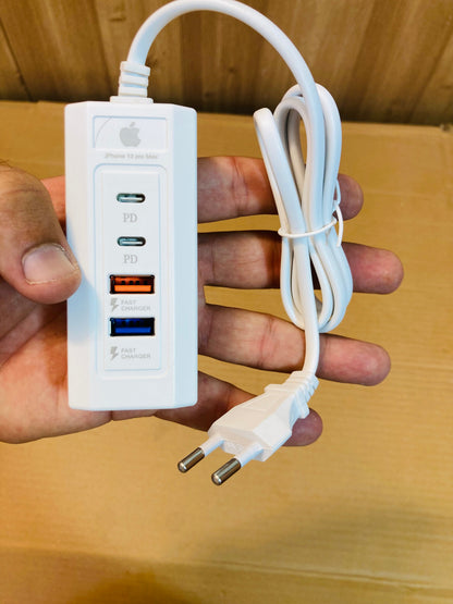 20W 2-Type-C 2-USB 4 Plugs Power Socket Adapter