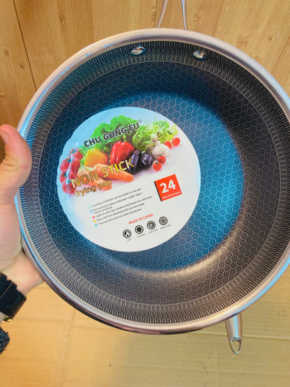 Double Laser Crafted HoneyComb Non Stick Flat Frying Pan Without Lid