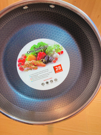 Double Laser Crafted HoneyComb Non Stick Flat Frying Pan Without Lid