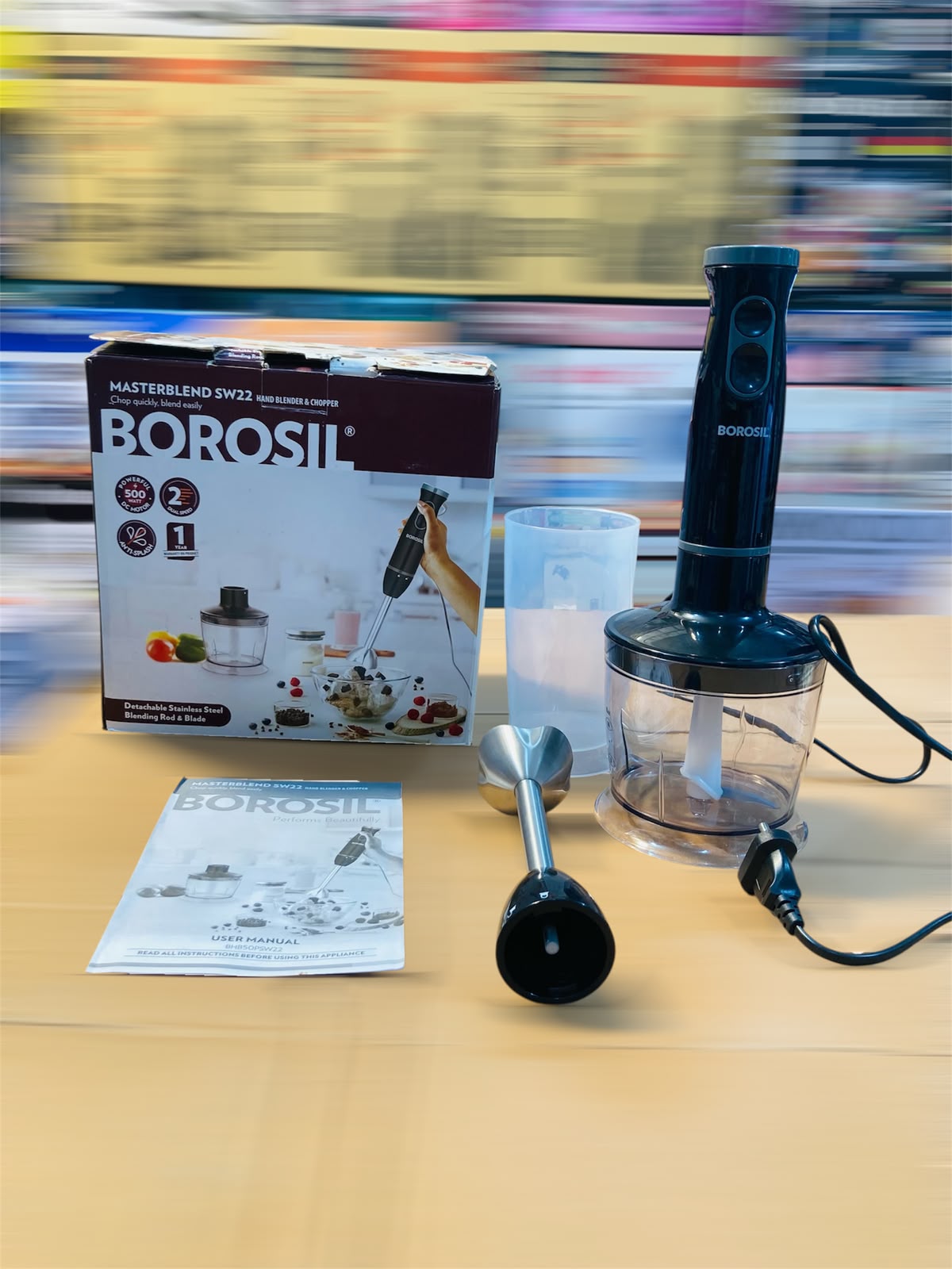 Borosil Masterblend 500W Hand Blender & Chopper Set SW22