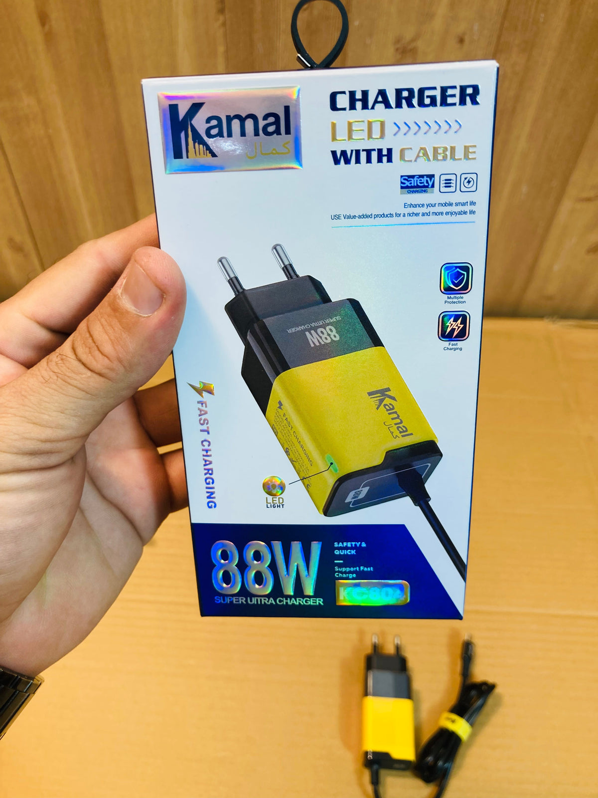 Kamal 88W Fast Charger with built-in cable KC804