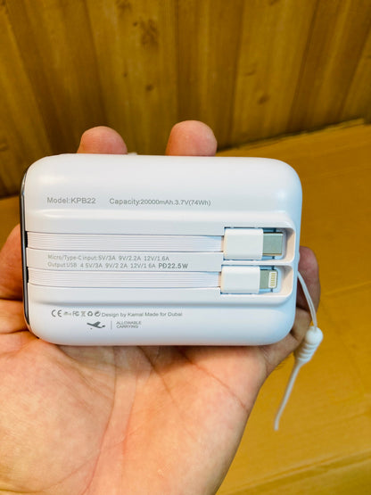 Kamal 22.5W Fast Charging Ultra Compact 20000mAh Power Bank KPB22
