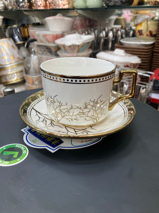 GGK Premium Quality Bone China Classic Collection 6pcs Tea Cup & Saucer Set
