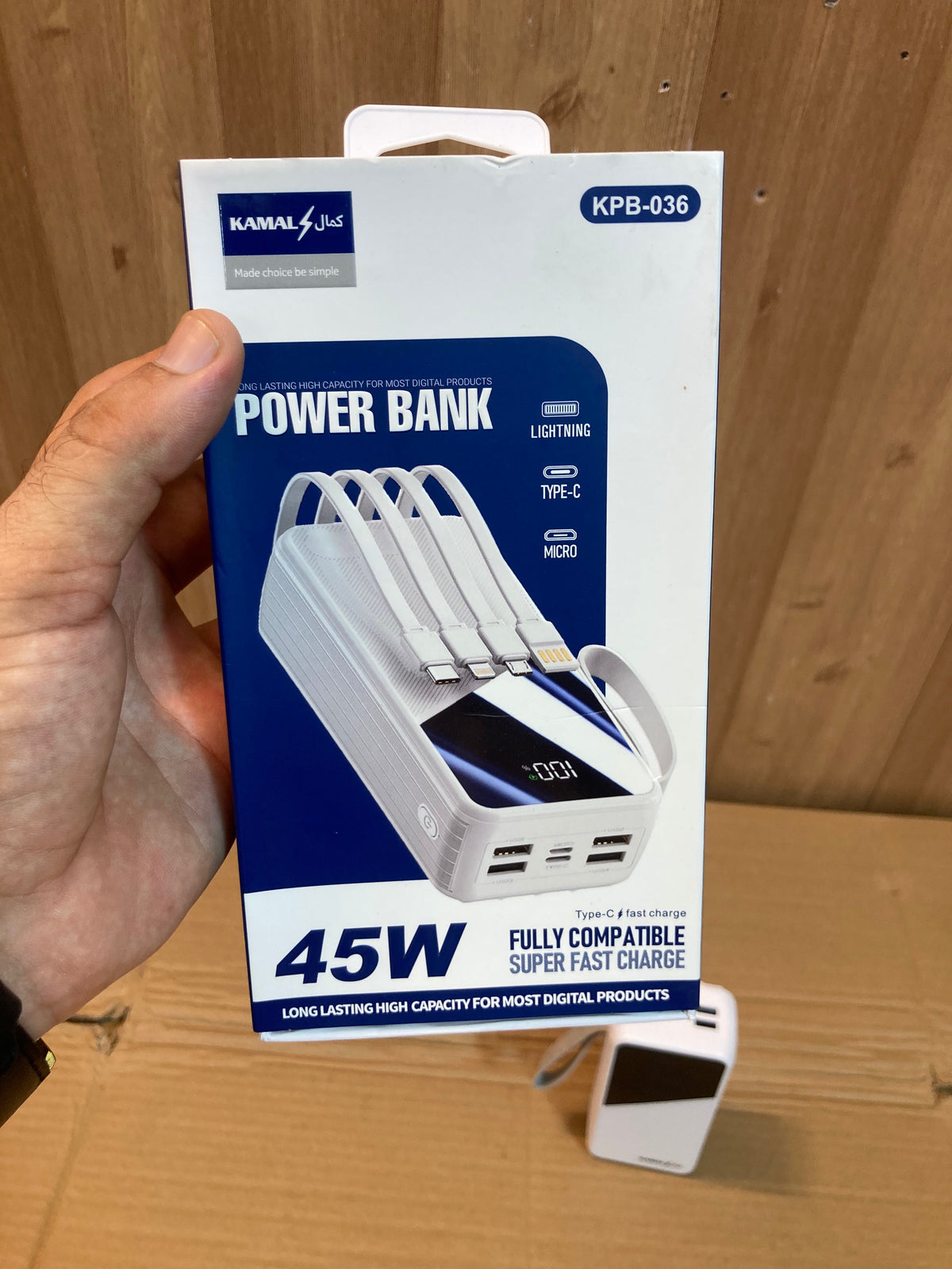 Kamal 45W Super Fast 4Built-in Cables Charging Power Bank 30,000mAh KPB036