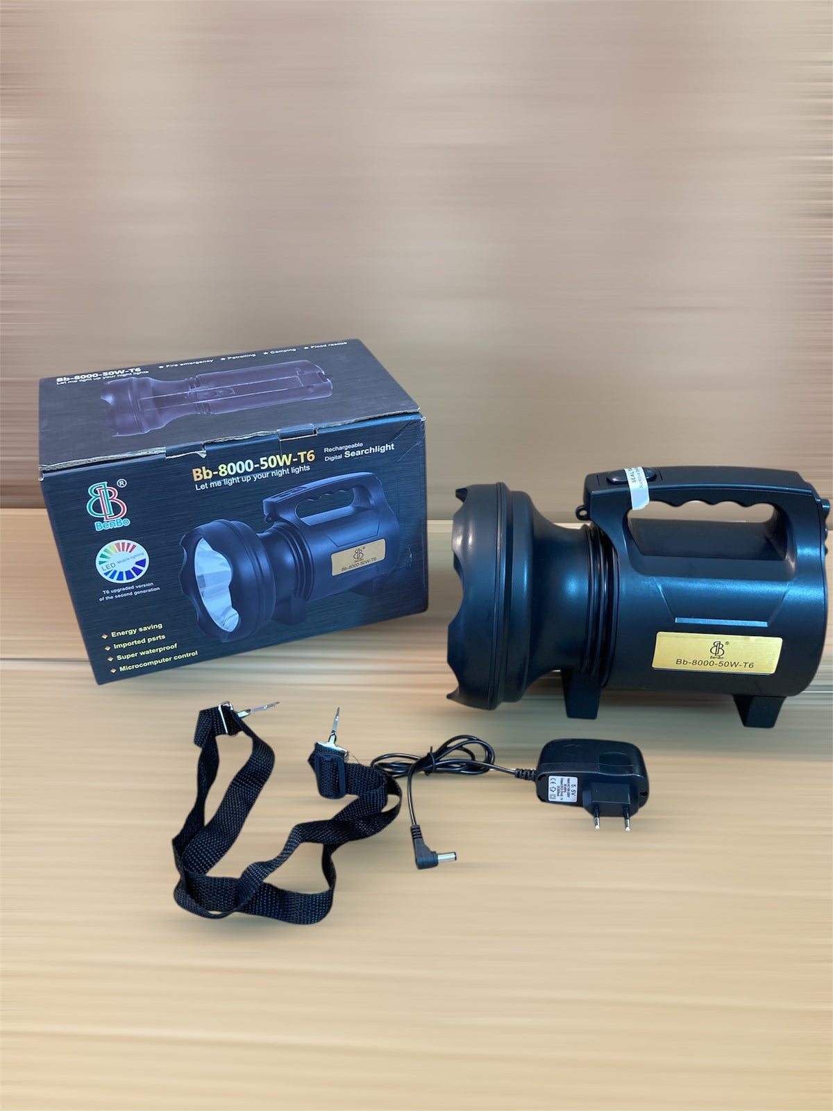 Bb-8000-50W-T6 Rechargeable Searchlight - Camping Light - Long Battery Backup