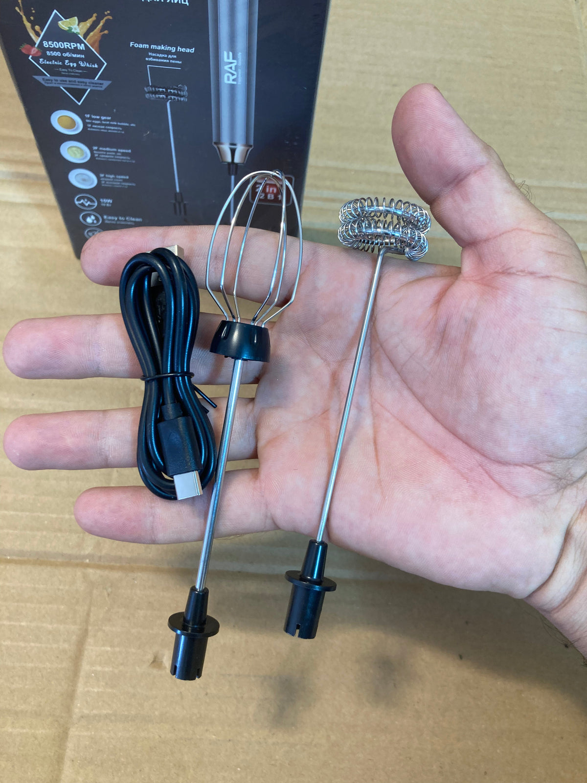 RAF Rechargeable Stainless Steel 2-in-1 Egg Beater & Coffee Frother R394G