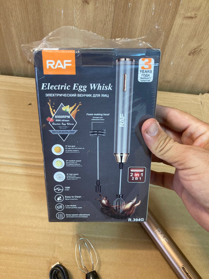 RAF Rechargeable Stainless Steel 2-in-1 Egg Beater & Coffee Frother R394G