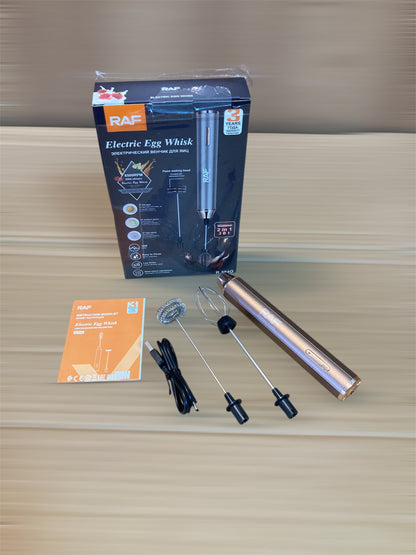 RAF Rechargeable Stainless Steel 2-in-1 Egg Beater & Coffee Frother R394G