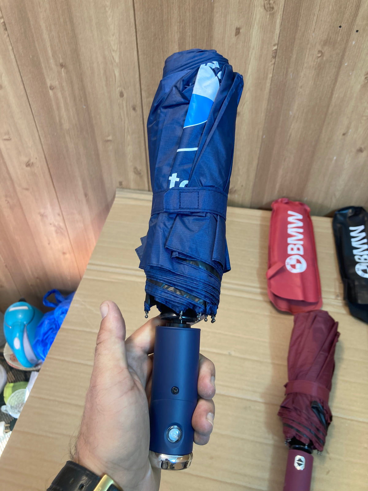 BMW Travel Friendly Wind Resistant Folding Umbrella With Carrying Pouch