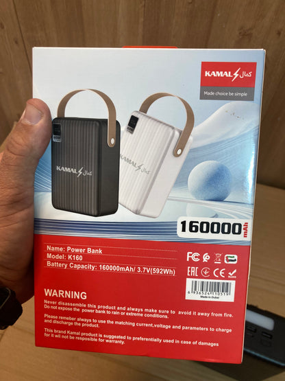 Kamal 160000mAh 60W Fast Charging Built in Cable Power Station - Power Bank K160