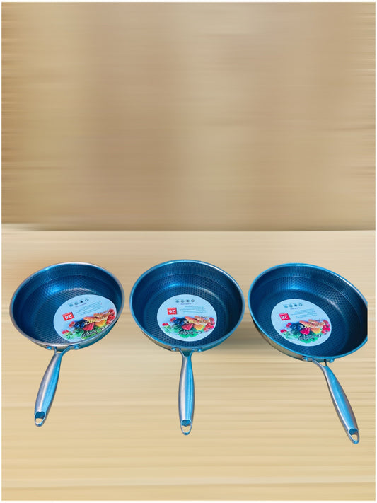 Double Laser Crafted HoneyComb Non Stick Flat Frying Pan Without Lid