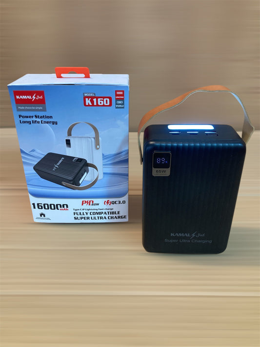 Kamal 160000mAh 60W Fast Charging Built in Cable Power Station - Power Bank K160