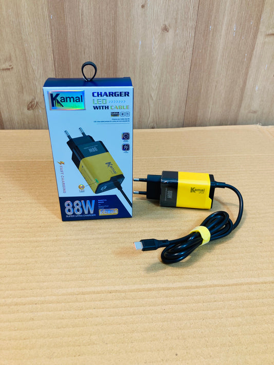 Kamal 88W Fast Charger with built-in cable KC804