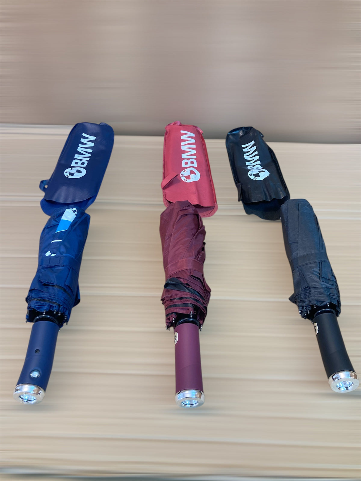 BMW Travel Friendly Wind Resistant Folding Umbrella With Carrying Pouch