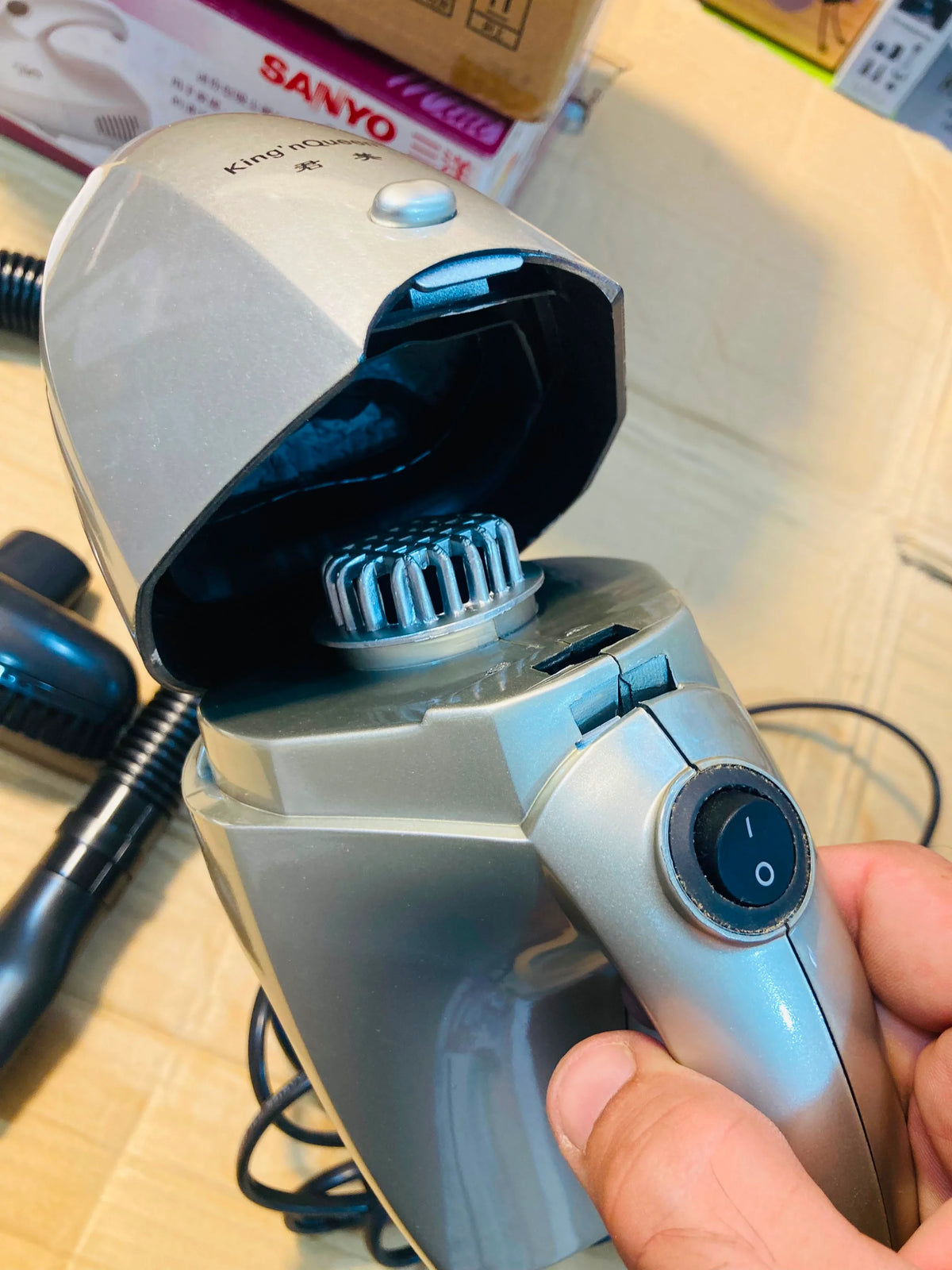 King'n Queen Mini Handheld Vacuum Cleaner with Flexible Hose and Multi-Surface Attachments DV-1388