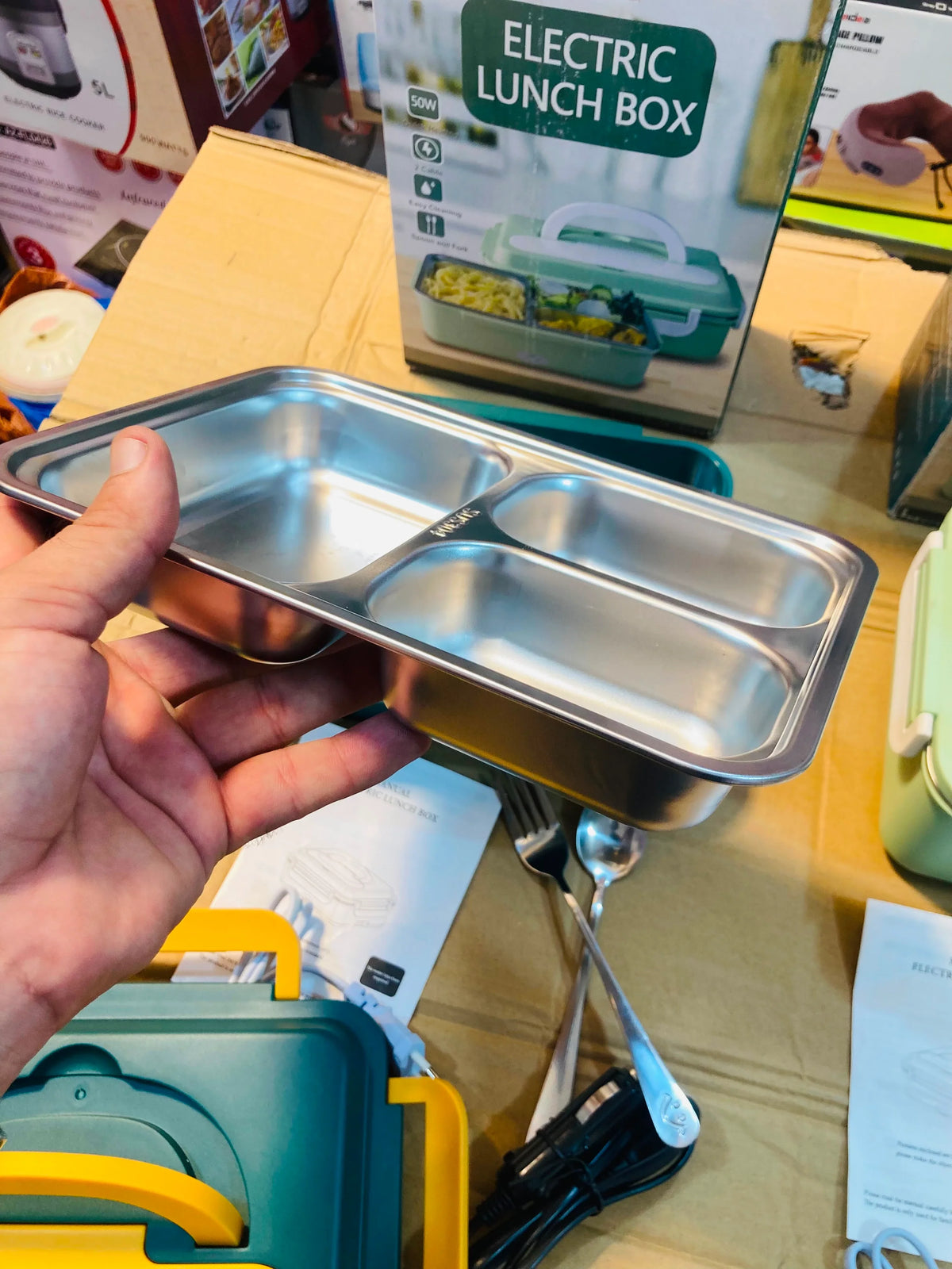 Portable Electric Lunch Box 50W Food Warmer Heater with Fork and Spoon