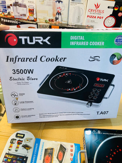 TURK Digital Infrared Cooker 3500W Electric Stove with Micro-Crystal Plate, Touch Controls & Handles T.A07