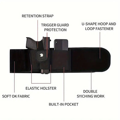 Universal Belly Band Holster Concealed Carry Gun Tactical Elastic Pistol Holster