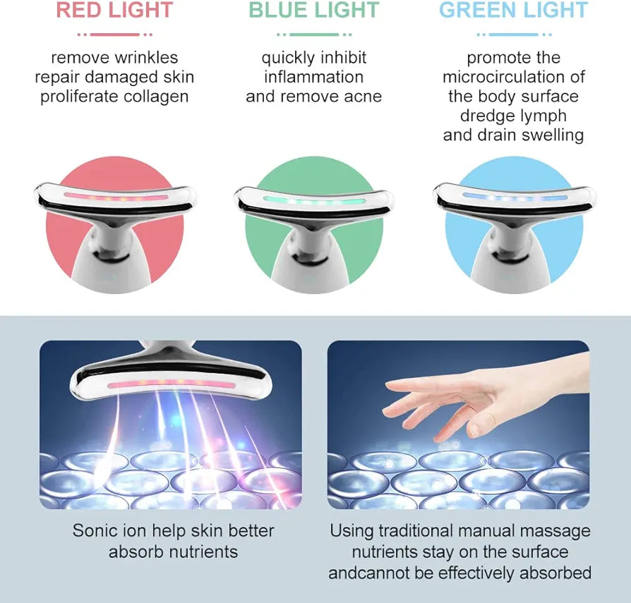 LED Beauty Massager for Face and Neck - Tightening and Reducing Wrinkles Face and Neck ES-1081