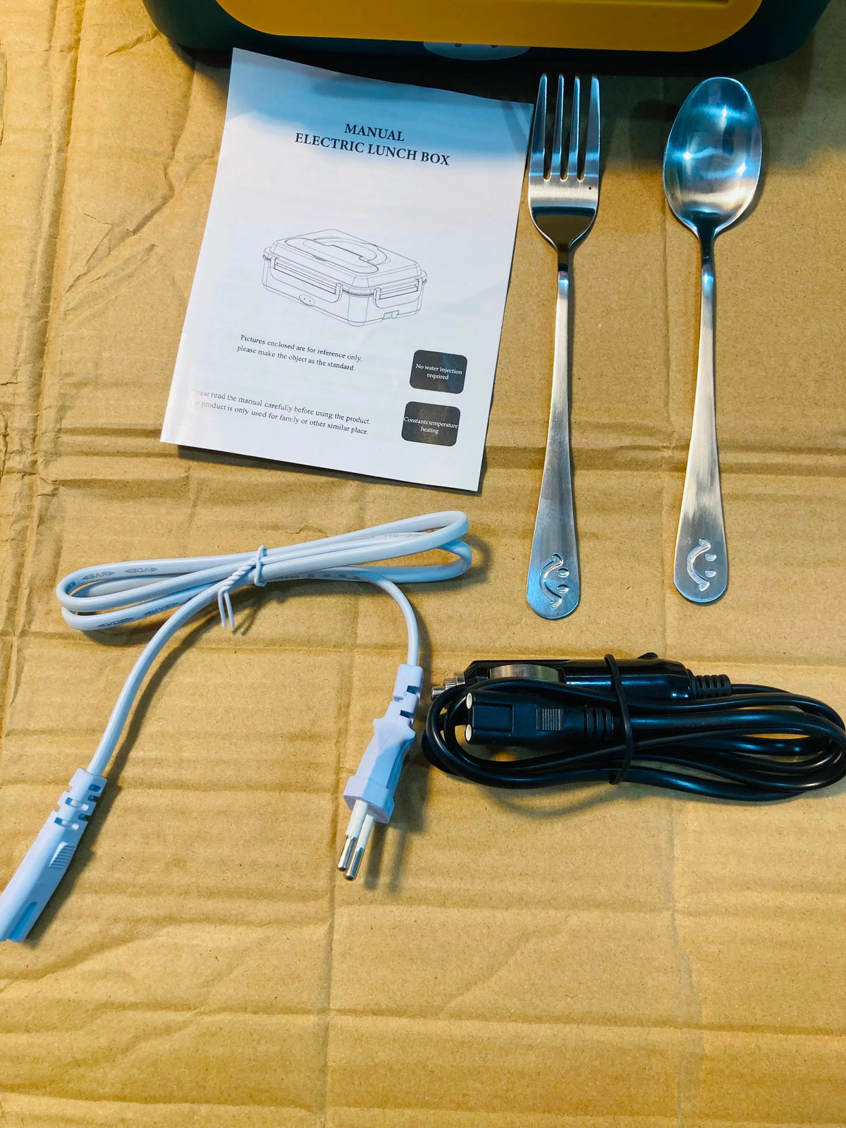 Portable Electric Lunch Box 50W Food Warmer Heater with Fork and Spoon