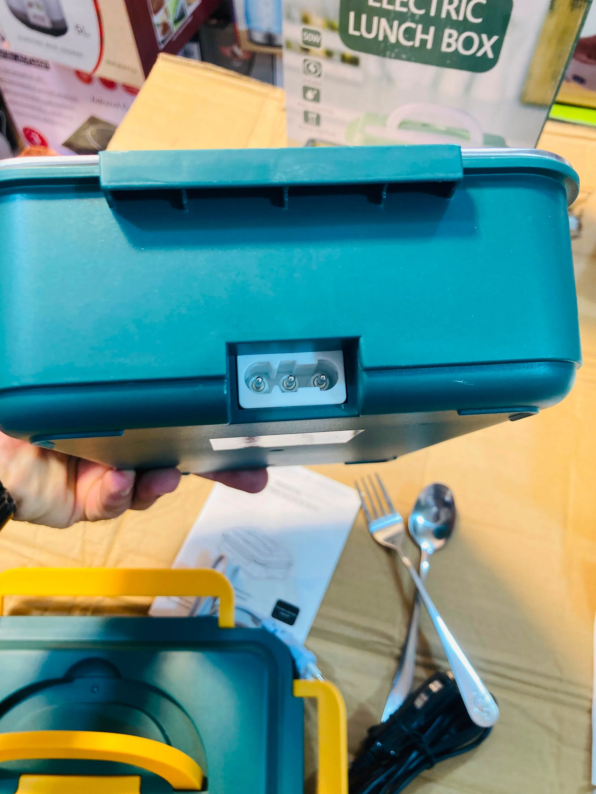 Portable Electric Lunch Box 50W Food Warmer Heater with Fork and Spoon