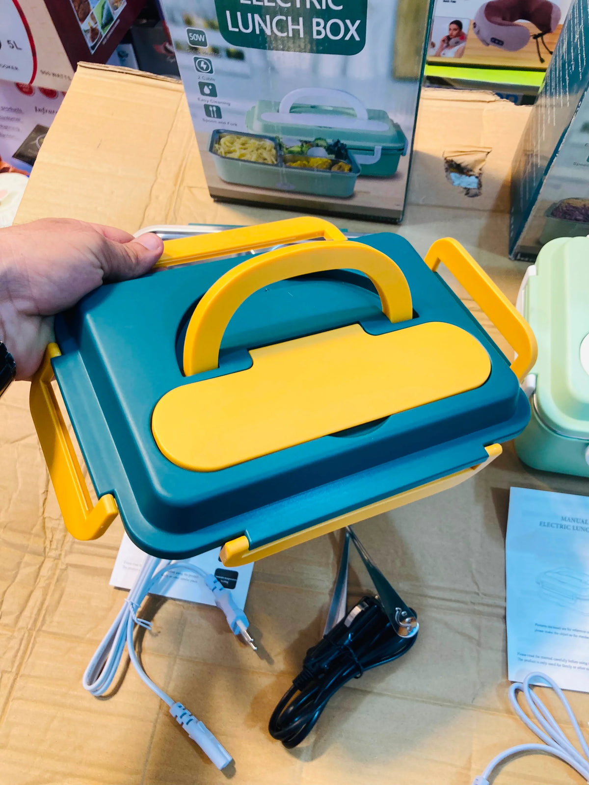 Portable Electric Lunch Box 50W Food Warmer Heater with Fork and Spoon