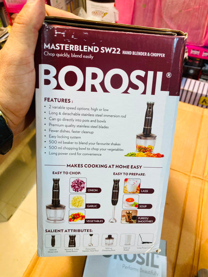 Borosil Masterblend 500W Hand Blender & Chopper Set SW22