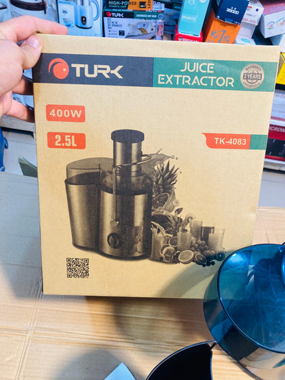TURK Electric Juice Extractor 400W High Yield Juicer with 2.5L Pulp Container & Juice Pitcher TK-4083