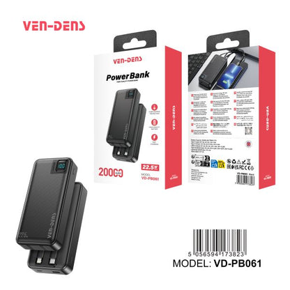 Ven-Dens 22.5W Fast Charging 20000mAh Power Bank VD-PB061
