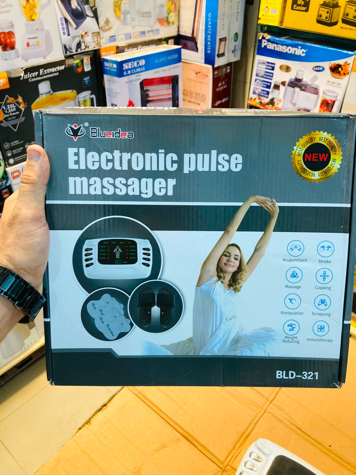 Blueidea  Electronic Pulse Massager  Digital TENS EMS Therapy Machine with 8 Massage Modes BLD-321