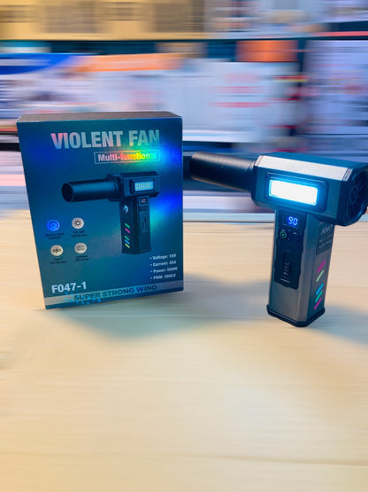Violent Fan Multi-Functional Cordless Turbo Blower & Air Duster  500W High-Speed Blower with LED Light, Digital Display F047-1